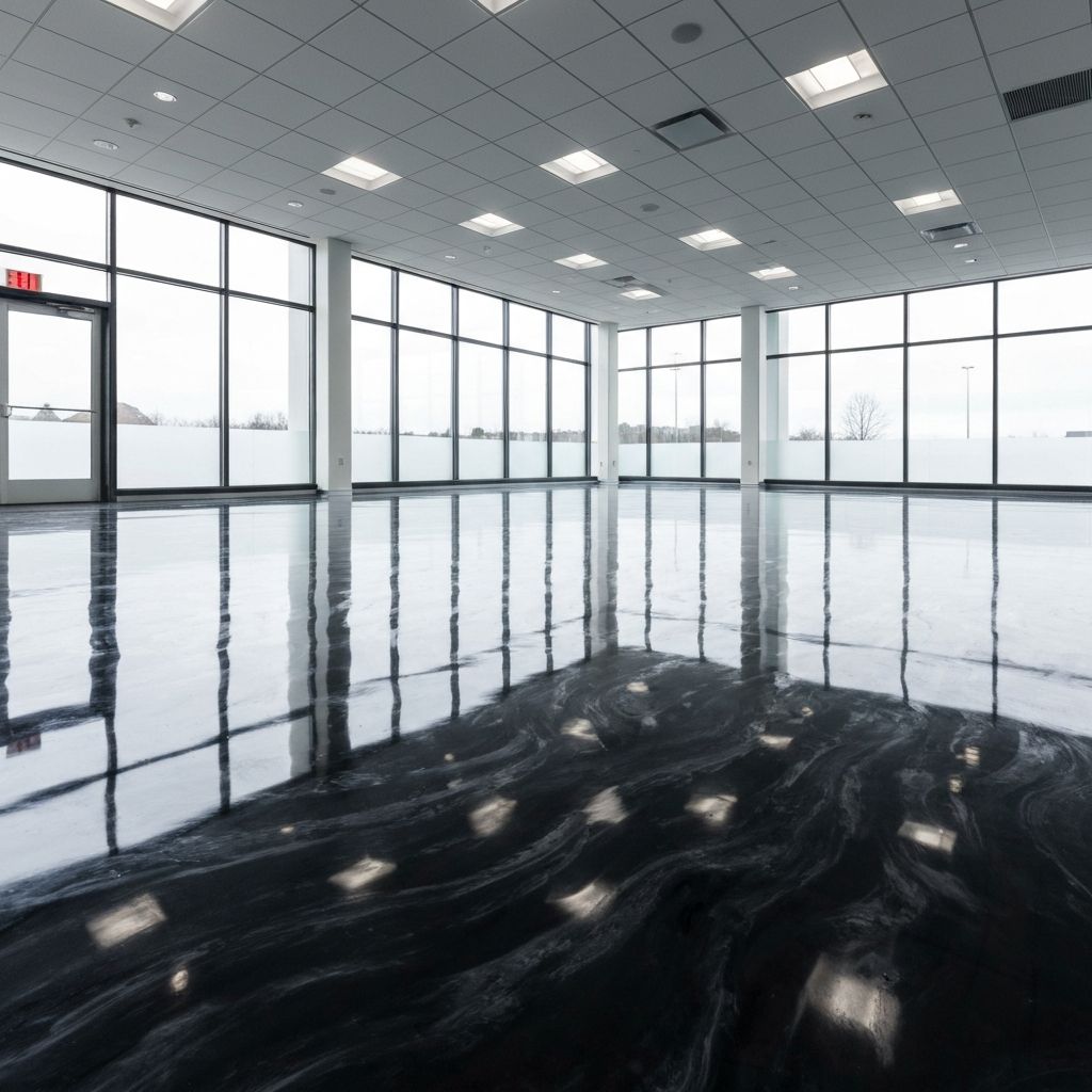 Auto Showroom — finished Metallic Epoxy — Obsidian floor