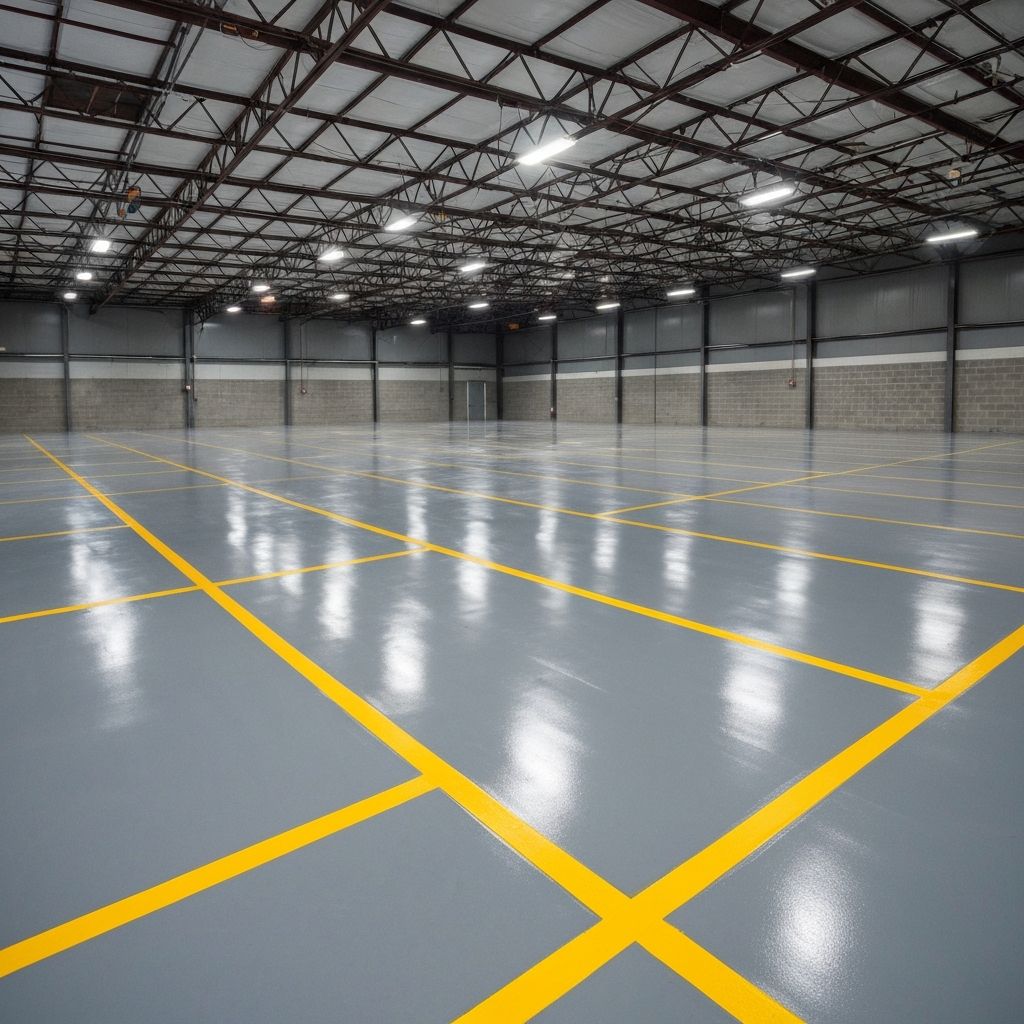 Distribution Warehouse — finished Polyaspartic — High-Build Industrial floor