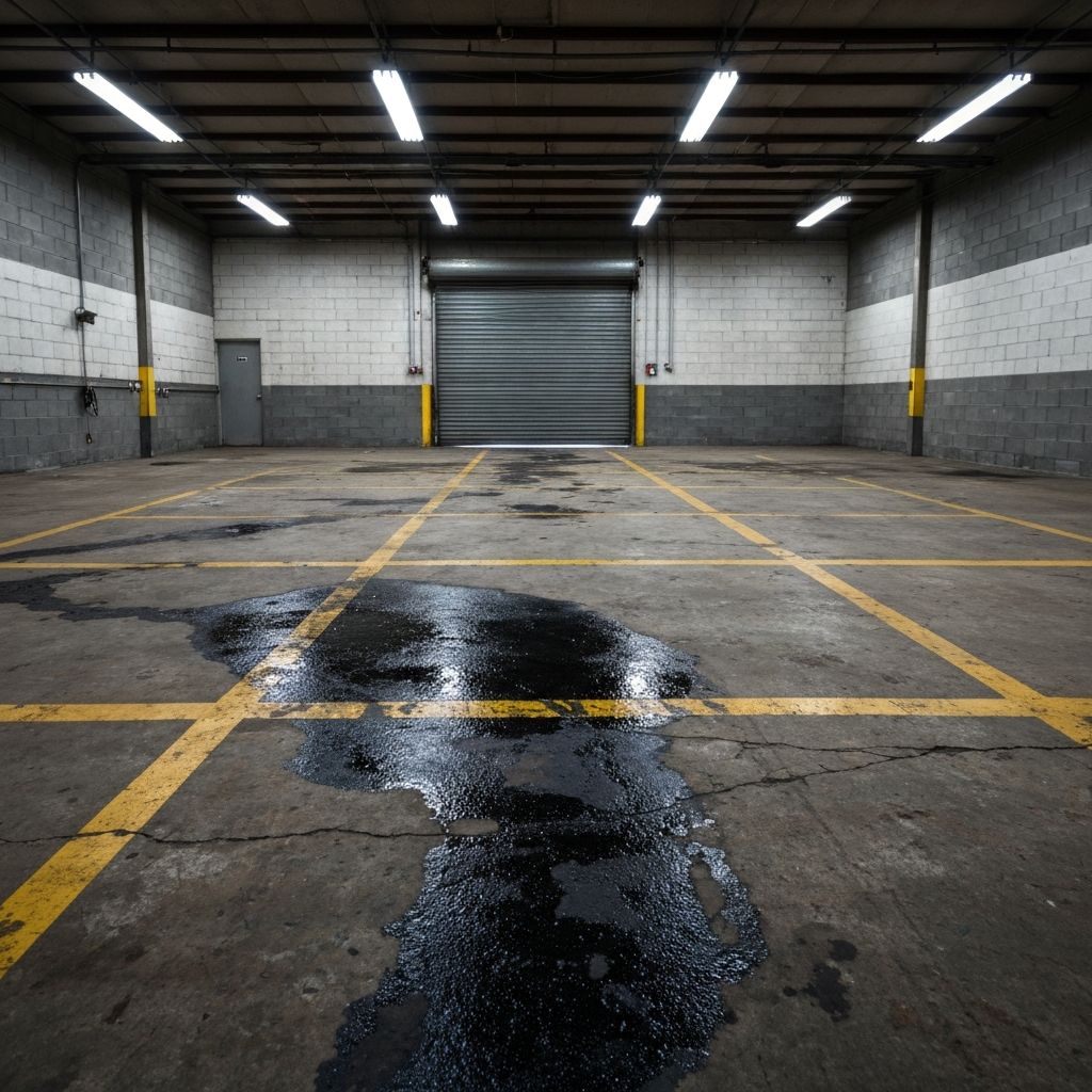 Mechanic Shop Floor — bare concrete before coating